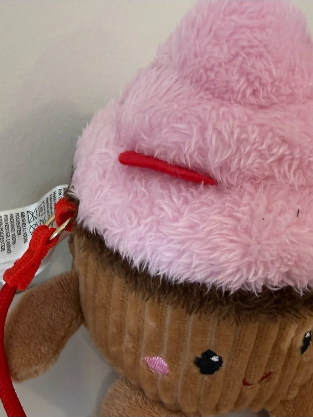 H&M Mini Cupcake Plush Purse Shoulder Bag Pink Red Brown Padded Toy Cute Small